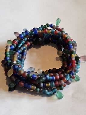 Vintage Express Multi-Color Glass Bead Statement Necklace - 30" Boho Endless Loo